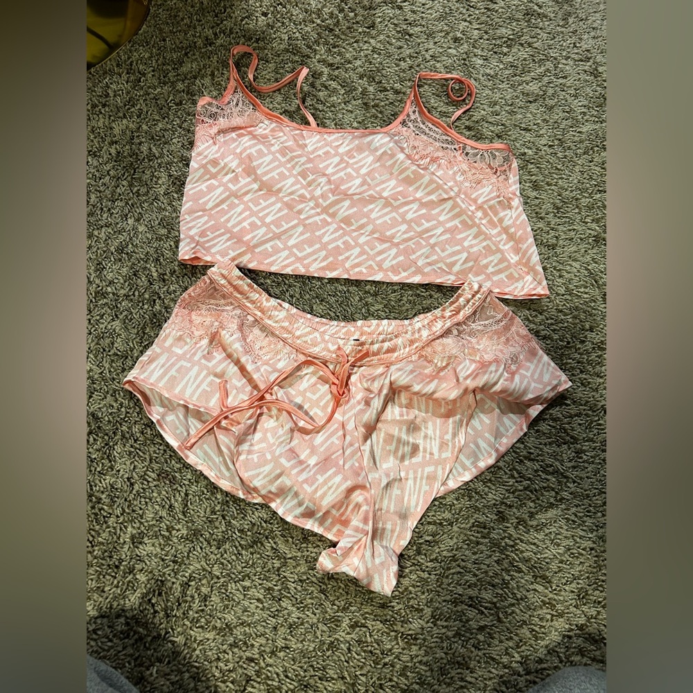 Fashion Nova Pink Ruffled Pajama Set
